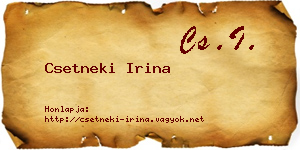 Csetneki Irina névjegykártya